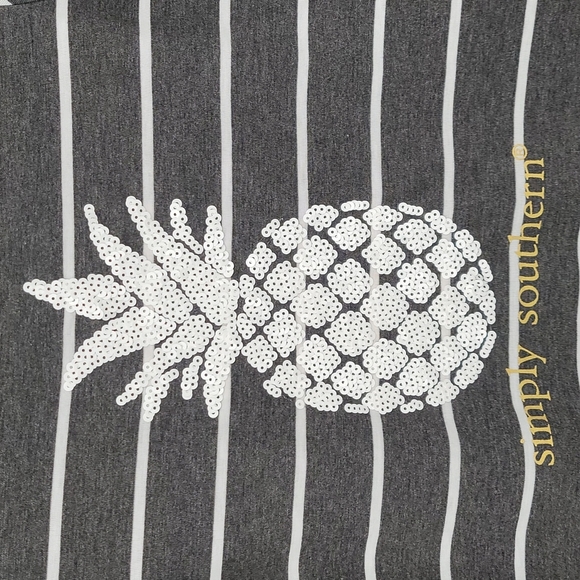 Simply Sothern Dress Pineapple Striped Print Ruffle Hem & Sleeves Relaxed Fit - Picture 3 of 9